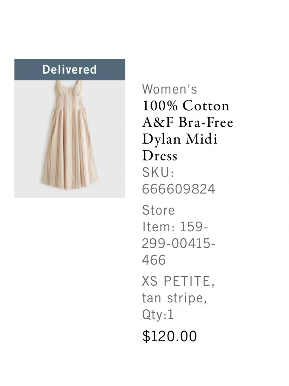 Abercrombie & Fitch Cream and Tan Striped Maxi Dress